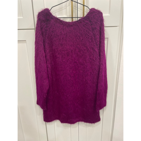 NWT Free People Bon Bon Magenta Fuzzy Alpaca Sweater Mini Dress - Picture 2 of 14